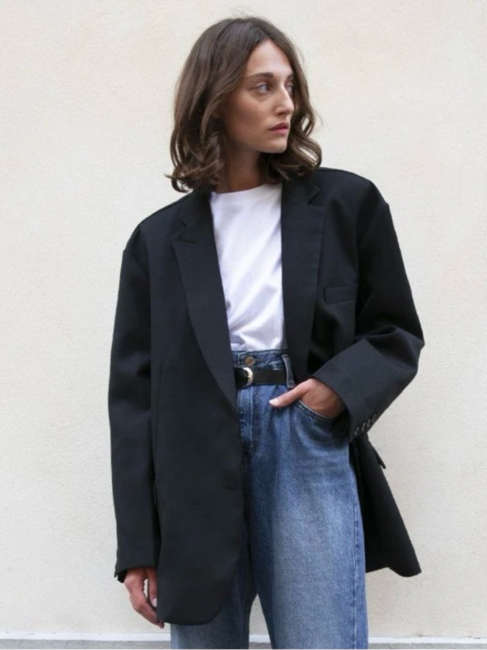 NWT The Frankie Shop Black Oversized Blazer Jacket